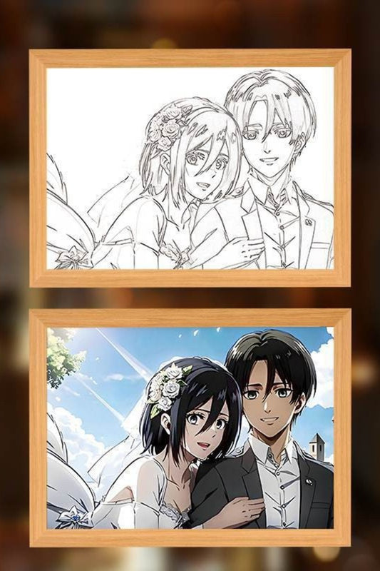 AOT Anime LED Light Painting Photo Frame Wall Art