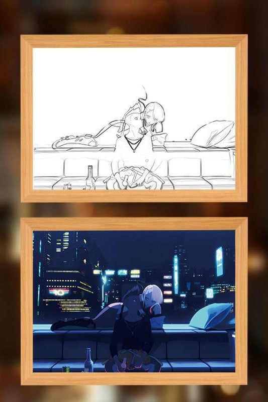 Cyberpunk Anime LED Light Painting Photo Frame Wall Art