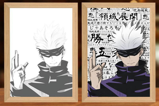 JJK Anime LED Light Painting Frame – Glowing Wall Art for Fans & Collectors