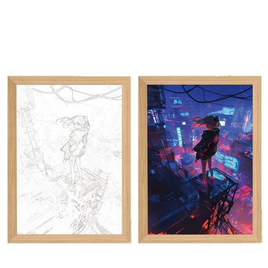 Cyberpunk Anime LED Light Painting Photo Frame Wall Art