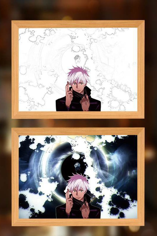 JJK Anime LED Light Painting Frame – Glowing Wall Art for Fans & Collectors